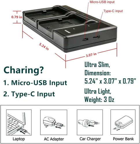 Vista 3 de Kastar BP-745 LTD2 Cargador de batería USB compatible con Canon LEGRIA HF M78 HFM78, LEGRIA HF M86 HFM86, LEGRIA HF M88 HFM88, LEGRIA HF M306