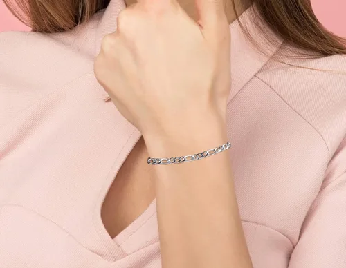 Vista 5 de Savlano Pulsera de cadena de eslabones de Figaro de plata de ley 925 para hombres y mujeres, hecha en Italia, viene en caja de regalo, Metal, n