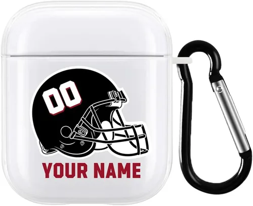 Vista 11 de Funda de casco de fútbol con nombre y número para Apple AirPods de 2ª y 1ª generación, regalo personalizado para fanáticos de los deportes de Arizona