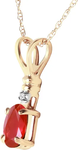 Vista 2 de Galaxy Gold GG Collar de oro amarillo macizo de 14 k Diamante con colgante de rubí de 0.46 ct