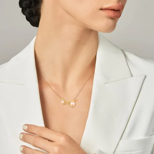 Vista 3 de IDOKAWA Pearl Pendant Necklace for Women, Freshwater Cultured White Pearl, Sterling Silver, Adjustable Length, Minimalist Jewelry Gift for Girls