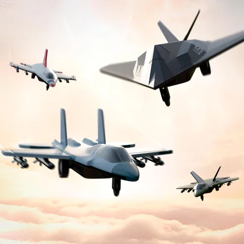 Vista 8 de Escuadrón de aviones de juguete de la Fuerza Aérea de los Estados Unidos de 4 paquetes, aviones de combate militares con retroceso, modelos