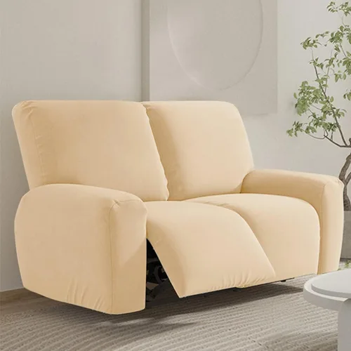 Vista 23 de vctops Fundas para sofá reclinable de 3 cuerpos, elásticas, de punto, suaves, lisas, antideslizantes, para sofá, protector de muebles con parte Café
