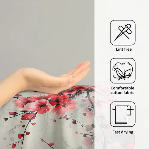Vista 4 de Giwawa Juego de toallas de mano con diseño de flor de cerezo y flor japonesa, Sakura floral, para interiores y exteriores, juego de toallas de mano