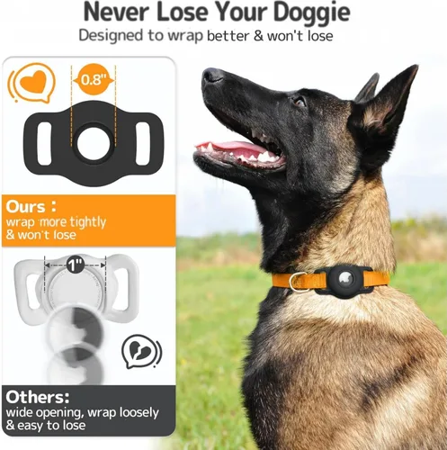 Vista 4 de Soporte para collar de perro: Paquete de 2 soportes de silicona suave para perros y gatos, funda protectora resistente para rastreador de perros