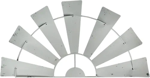 Vista 10 de Molino de viento escultura de pared, 24 pulgadas de metal galvanizado medio Gris