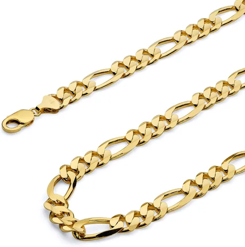 Vista 17 de Wellingsale Cadenas Figaro de oro macizo de 14 quilates (opciones seleccionadas)
