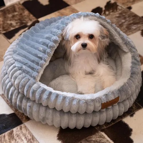 Vista 7 de CHEERPALS Cama tipo cueva para gatos de interior cubierta con capucha