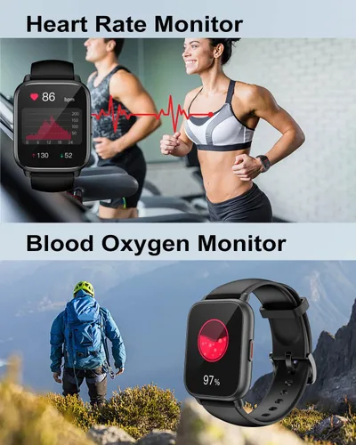 Vista 5 de RUIMEN Relojes inteligentes para hombres y mujeres (respuesta/hacer llamadas, 2 bandas incluidas), reloj inteligente de 1.8 pulgadas para teléfonos
