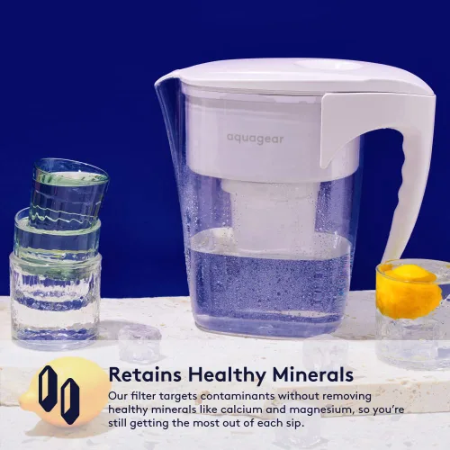 Vista 4 de Aquagear Paquete de agua de 1 año - Jarra de filtro de agua y filtro de repuesto adicional - plomo, cloro, PFOA/PFOS, filtro de microplásticos, 10