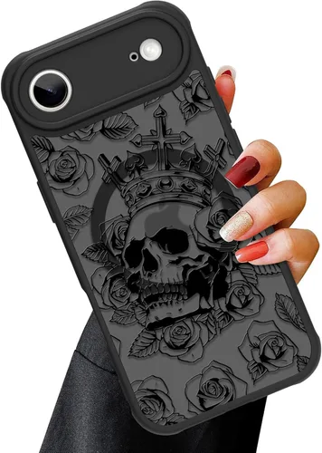 Vista 79 de OOK Funda magnética para iPhone 13 Pro Max [compatible con MagSafe] Funda delgada translúcida mate con flor silvestre negra, protección para lente