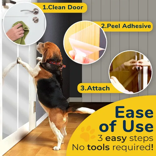Vista 3 de PROTECTO - Protector de puerta contra arañazos de perros con cuchillo utilitario, 1 paquete de 60 x 8 pulgadas Door Scratch Protector for Dogs &