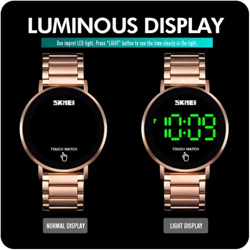Vista 3 de Gosasa Reloj de pulsera de acero inoxidable con pantalla táctil digital LED impermeable para hombres y mujeres