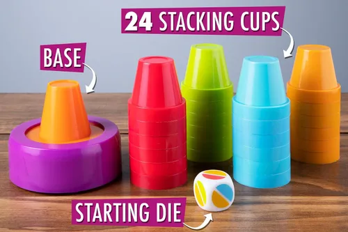 Vista 4 de Copa Slam, Speed and Color Matching Cups Kids and Family Game by blue orange Games para 2 a 4 jugadores. Recomendado para niños de 6 años en adelante