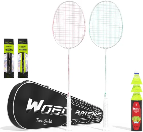 Vista 16 de Raquetas de bádminton profesionales de fibra de carbono para patios traseros y gimnasio
