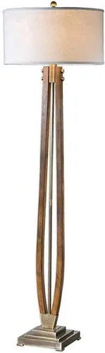 Vista 4 de Uttermost Lámpara de pie de madera con manchas de miel pulida Boydton