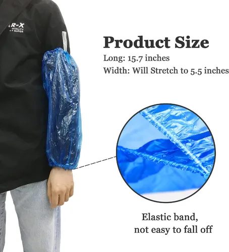 Vista 3 de Yzurbu Mangas de brazo desechables, cubiertas protectoras impermeables de plástico con elástico en el puño
