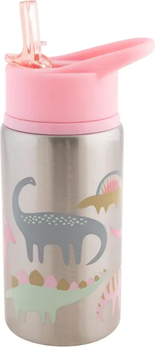 Vista 14 de Stephen Joseph Botellas de agua de acero inoxidable, 18 onzas, tapa con popote, vaso reutilizable, aislado, DINO