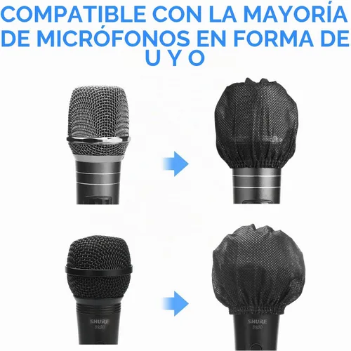 Vista 5 de 120 piezas (60 pares) Fundas desechables para micrófono no tejidas, cubiertas de micrófono envueltas individualmente para cubiertas de micrófono