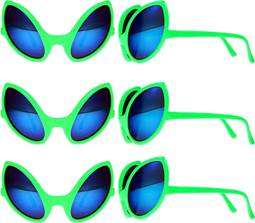 Vista 2 de Bememo 6 lentes de sol de plástico verde para adultos y niños, regalos de fiesta