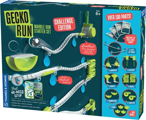 Vista 9 de Gecko Run Marble Run - Juego de iniciación por Thames & Kosmos, ganador del juguete del año - Pista de Canicas Vertical de 63 Piezas, pistas