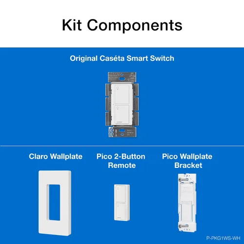 Vista 17 de Lutron Caseta - Kit de interruptor de luz inteligente de 3 vías, con control remoto Pico, placa de pared, soporte de pared para luces LED