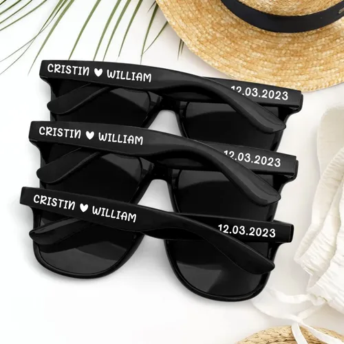 Vista 3 de Gafas de sol personalizadas para recuerdos de fiesta de boda, gafas de sol personalizadas a granel para hombres, padrinos de boda, adultos y mujeres