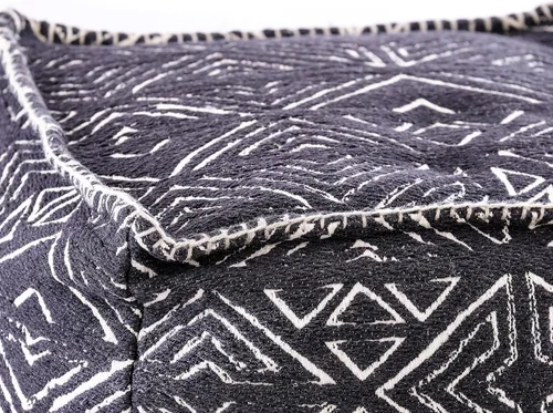Vista 5 de Mandala Life Art Puf otomano - 20x20x20" - Taburete Reposapiés - Cubo Negro