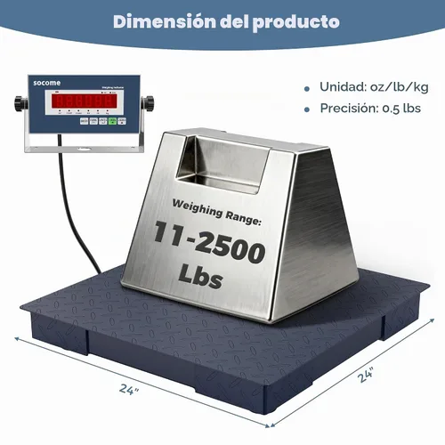 Vista 2 de Báscula de suelo industrial resistente de 24 x 24 pulgadas, 2500