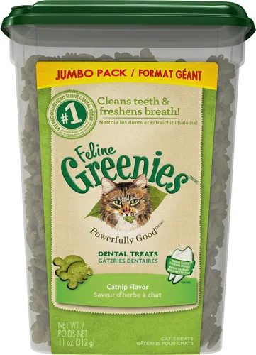 Vista 9 de Greenies Golosinas dentales naturales para gatos adultos recomendadas por veterinarios felinos, sabor hierba gatera, bolsa de 2.1 onzas