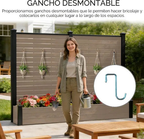 Vista 5 de Kozyard - Paquete de 2 pantallas de privacidad con maceta, 70 pulgadas de alto x 51 pulgadas de ancho, marco de aluminio impermeable con tablas