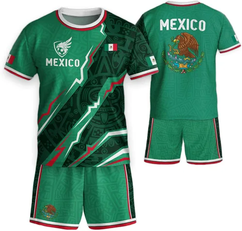Vista 15 de Camiseta de Fútbol Juvenil de México, Camisetas de Fútbol Mexicanas para Niños, Camisetas de México para Niños, Camiseta de Fútbol Mexicana