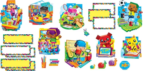 Vista 3 de BlockStars! Juego de tablones de anuncios decorativos de TREND Enterprises, Inc. - ¡Anima las aulas y las habitaciones de los niños con divertidos