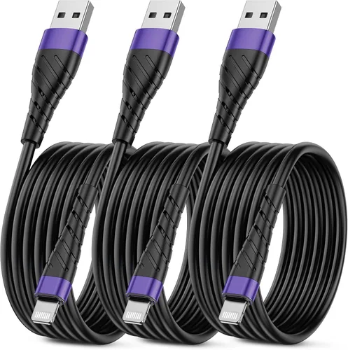 Vista 19 de Cable de carga corto con certificación MFi para iPhone, paquete de 3 unidades de 1 pie, 12 pulgadas para cable de carga Lightning, cable de datos