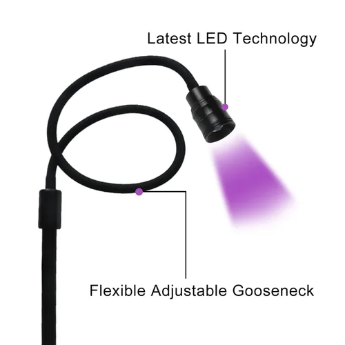 Vista 3 de Luz UV para extensión de pestañas, lámpara de pestañas ajustable, pedal de pie LED, luz de curado de gel UV
