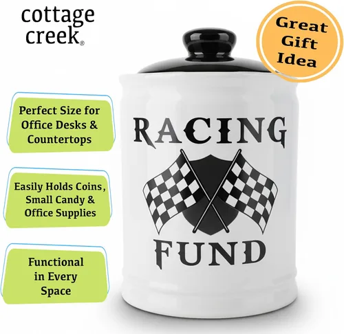 Vista 9 de Regalos para hombres, alcancía de fondo de carreras, tarro de cerámica de caramelo de carreras con tapa, regalos únicos para auto, regalos