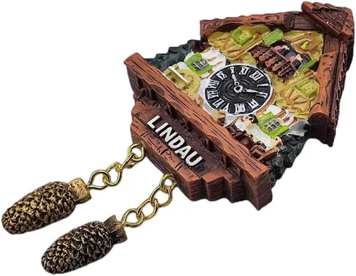 Vista 5 de Lindau Baviera Alemania - Reloj de cuco para nevera, imán 3D, recuerdo de viaje, decoración de nevera, calcomanía magnética, colección