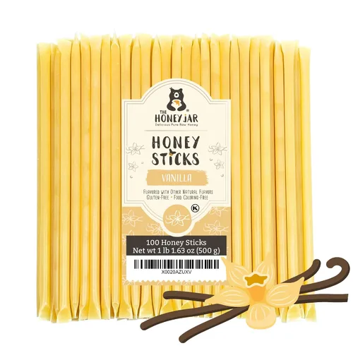 Vista 22 de The Honey Jar Palitos de miel con sabor a mora, pajitas de miel pura para el té, café o un placer saludable, una cucharadita de miel saborizada por