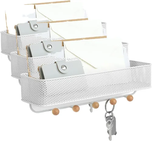 Vista 12 de Umbra Estique - Organizador de entrada con ganchos y estantes, con estante, color blanco (paquete de 3)