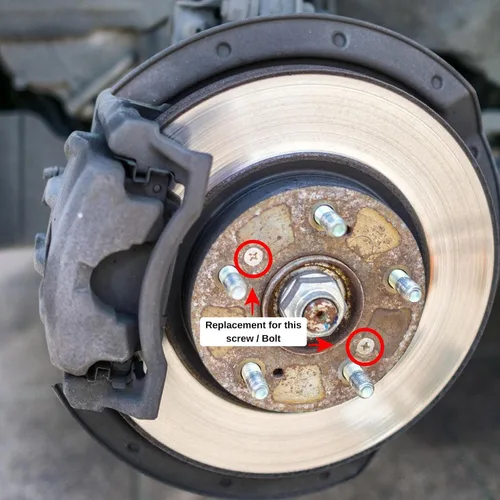 Vista 4 de 4 tornillos rotores de disco de frenado, juego de tornillos de freno de acero inoxidable delantero y trasero, adecuado para modelos Honda, Hyundai