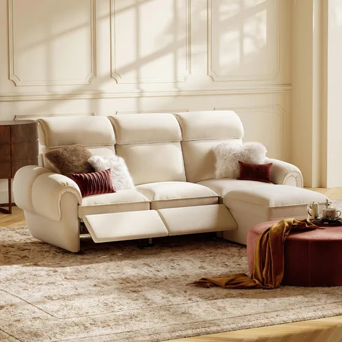 Vista 21 de ALIVING Sofá modular seccional, sofá reclinable de 3 plazas para sala de estar, blanco roto Blanco hueso