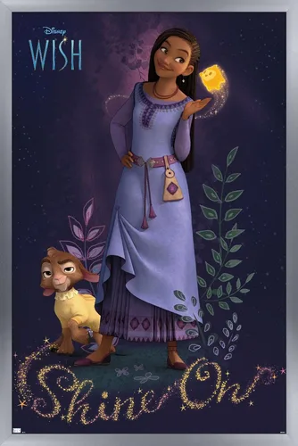 Vista 9 de Trends International Disney Wish - Póster de pared Asha, 22.4 pulgadas de largo x 14.7 pulgadas, versión enmarcada en madera de granero