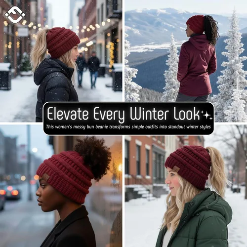 Vista 135 de Funky Junque - Gorro para mujer con ranura para cola de caballo