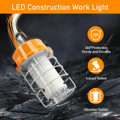 Vista 4 de RIUVAO Luz de trabajo temporal de 80W LED 12000lm 5000K luz diurna blanca portátil colgante iluminación de construcción llevó alta luz de la bahía