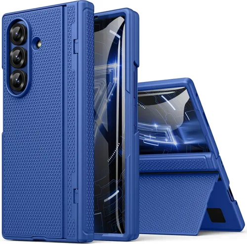 Vista 10 de BXYJY Funda para Samsung Galaxy Z Fold 7 con soporte, protector de pantalla frontal, protección de bisagra, delgada y resistente, cubierta dura