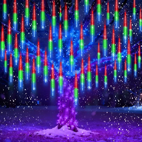 Vista 17 de EAGWELL Luces de lluvia navideñas para exteriores de 12 pulgadas, 10 tubos
