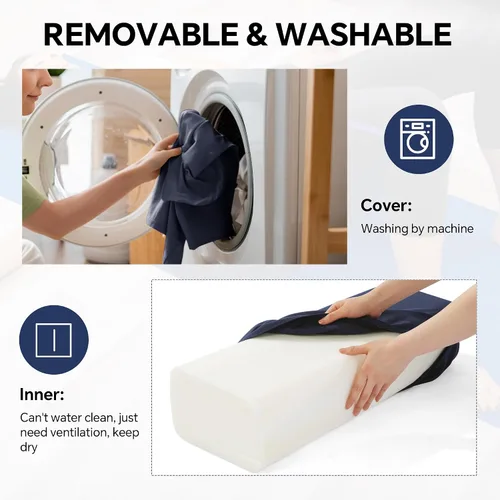 Vista 5 de MABOZOO Almohada de yoga de 2 piezas, cojines rectangulares y de meditación de media luna con funda extraíble para yoga restaurativo, accesorios