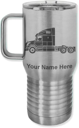 Vista 15 de LaserGram Taza de café aislada al vacío de 15 onzas, cabina de camión, grabado personalizado incluido (negro)
