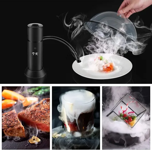 Vista 5 de Pistola para Ahumar Portátil, Ahumador de Cóctel para Carne, Bebidas, Queso, con Tapa para Tazas y Virutas de Madera Incluídas, Negro