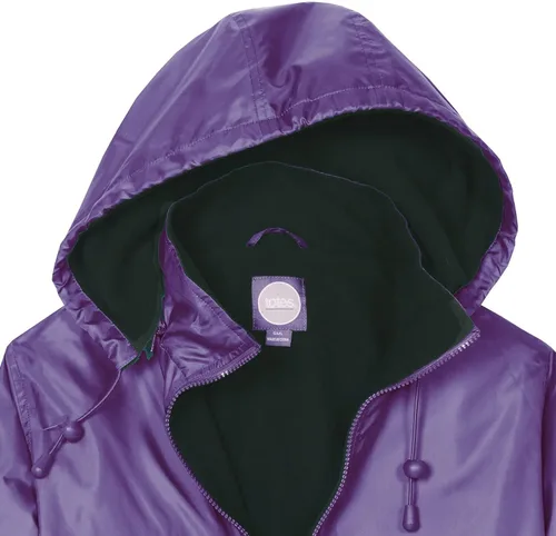 Vista 3 de totes Chaquetas impermeables para mujer, con capucha, chaquetas de tormenta de 3 estaciones, ciruela, talla L, Ciruela